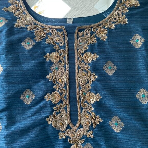 Indian set, deep blue pants and tunic - Picture 2 of 7